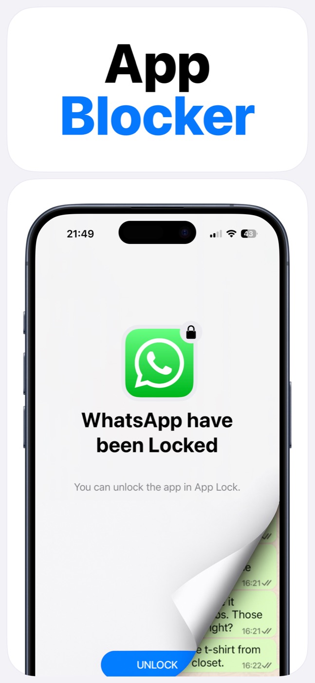 App Lock blocked app screen for WhatsApp