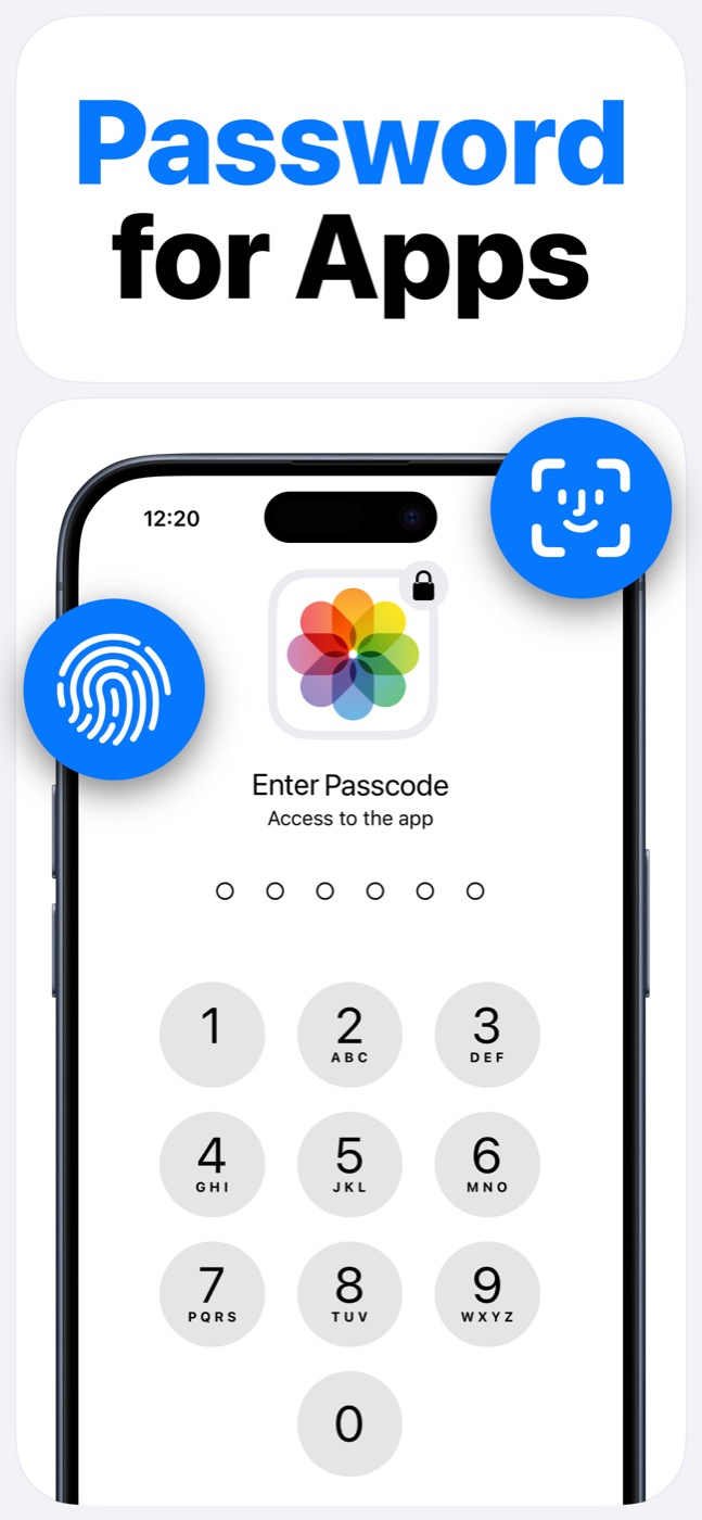 App Lock passcode screen protecting the Photos app